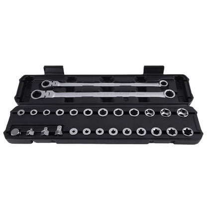 Set of 27 Extra Long Flex Head Ratcheting Wrenches 8-22mm
