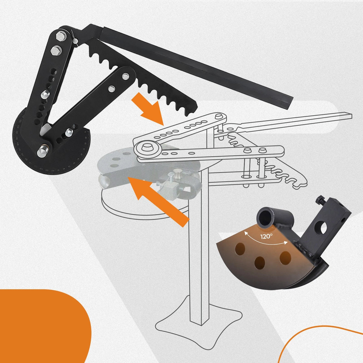 Ratcheting Manual Pipe and Tubing Bender with 1-5/8" X 5" Die Kit