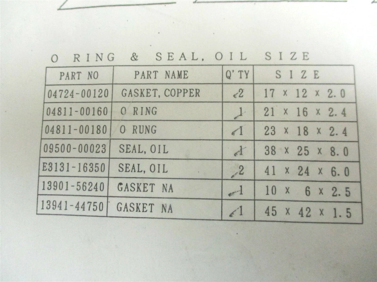 Gasket Kit for Kubota (07916-29165, 07916-29160, 13941-44750, 13901-56240)