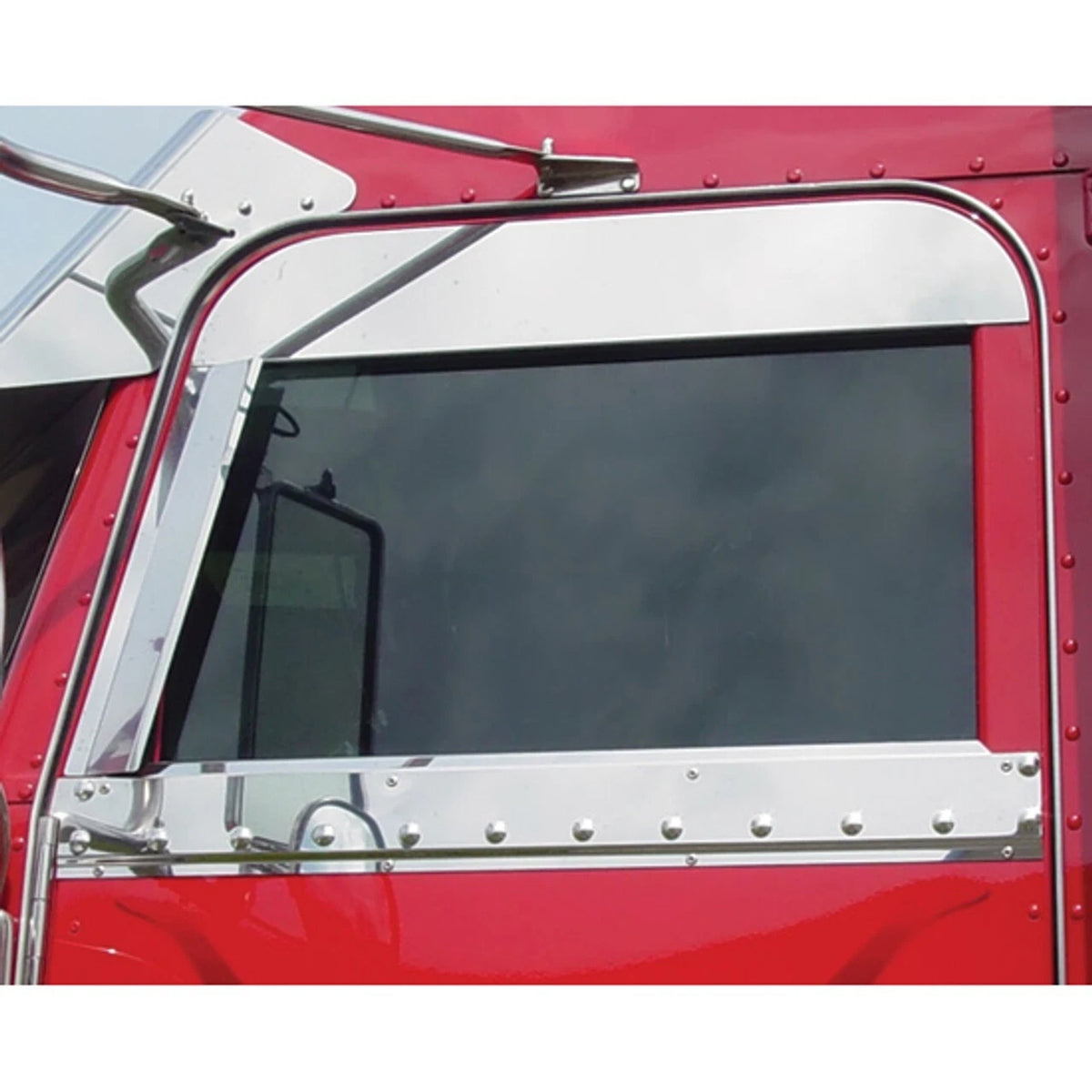Stainless Steel 5 Inch Chop Top Window Panels for Peterbilt 378, 379, 388, 389