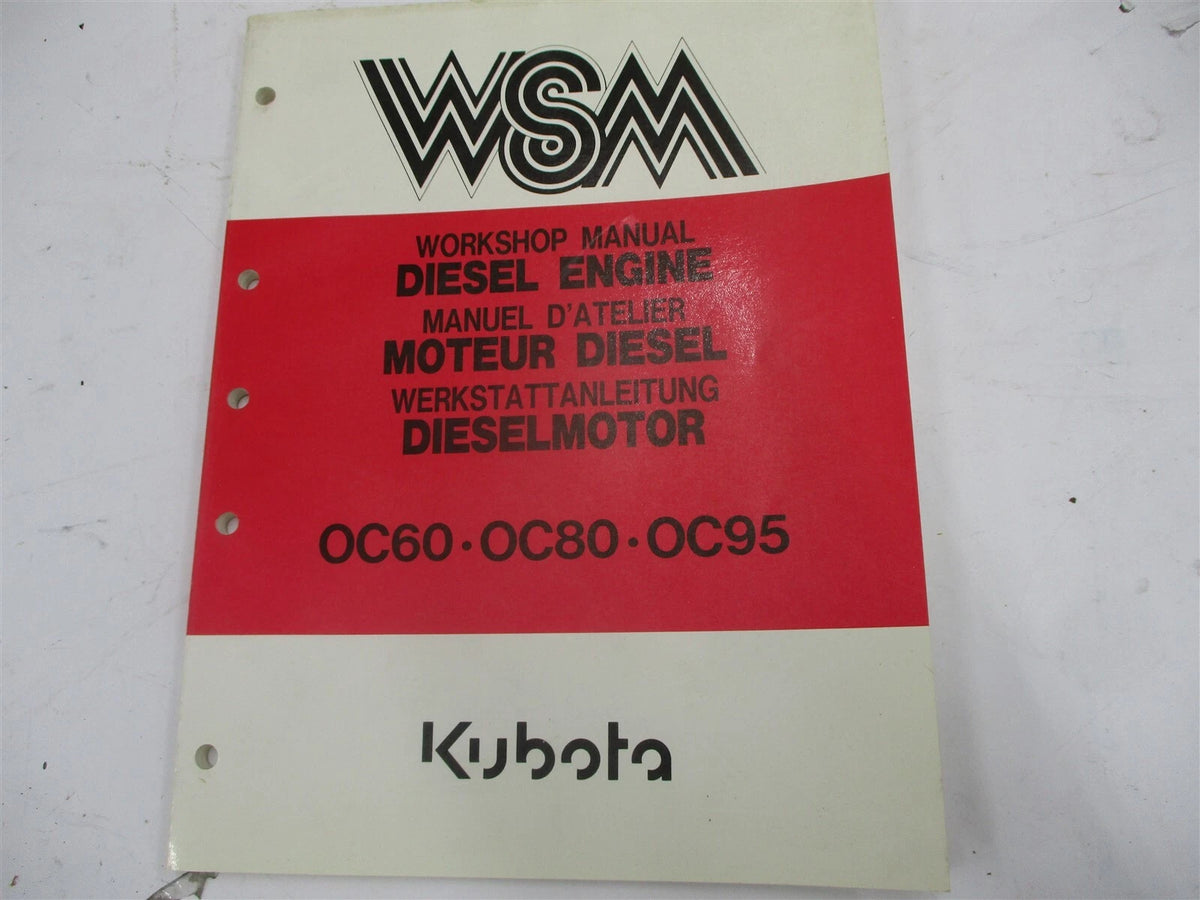 Genuine Kubota Workshop Manual for OC60/OC80/OC95 Engines (97897-00922)