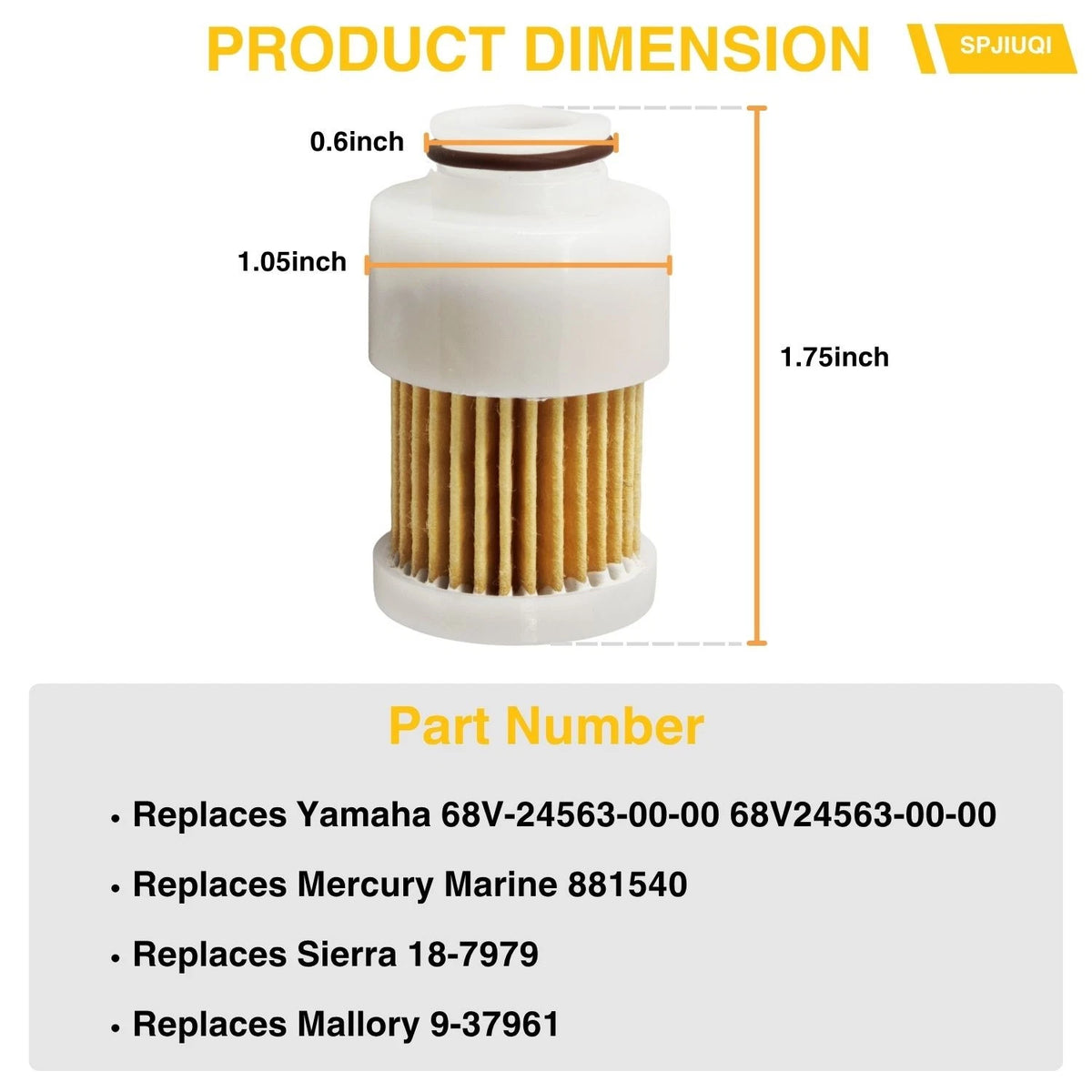 8Pcs Fuel Filter 68V-24563-00-00 for Yamaha 4 Stroke Outboard (115-155 HP)