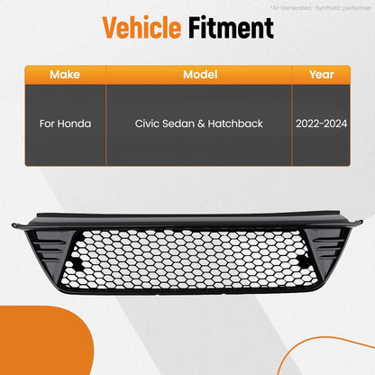 Lower Front Mesh Grille for Honda Civic (2022–2024) Honeycomb Style