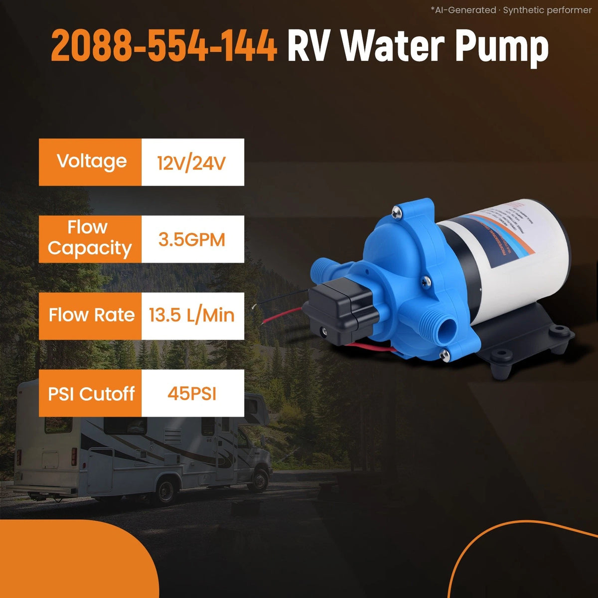Diaphragm Water Pump 2088-403-144 for RV Yacht Agricultural (24V)