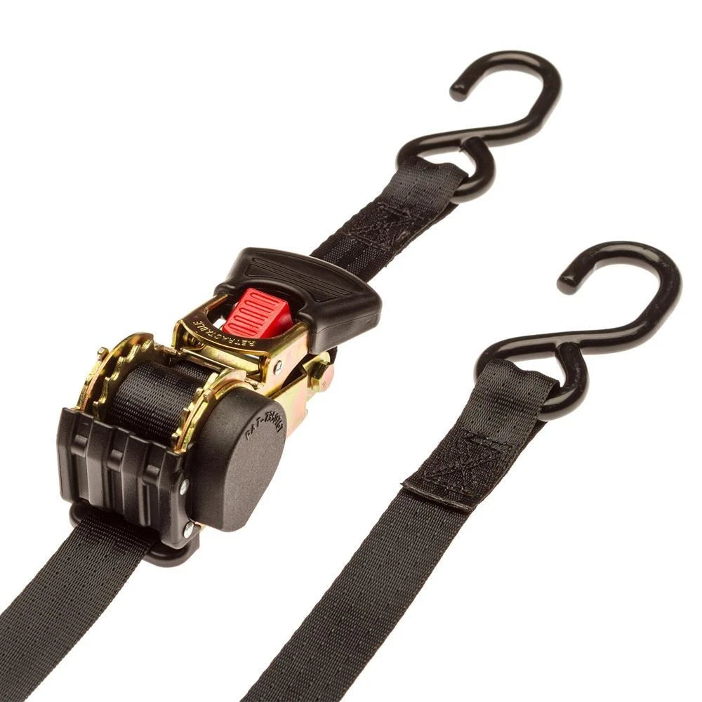 8-Pack 1" x 6' Retractable Ratchet Strap with S-Hooks