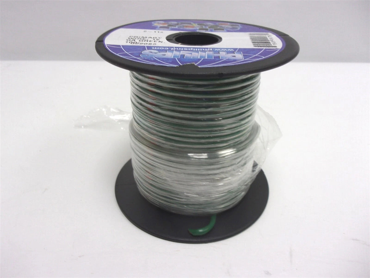 2-114 Phillips Primary Wire 16 Gauge Green 100' Spool SAE Type GPT