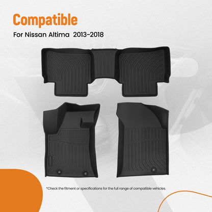 Set of 4 Black TPE All Weather Floor Mats for Nissan Altima (2013–2018)