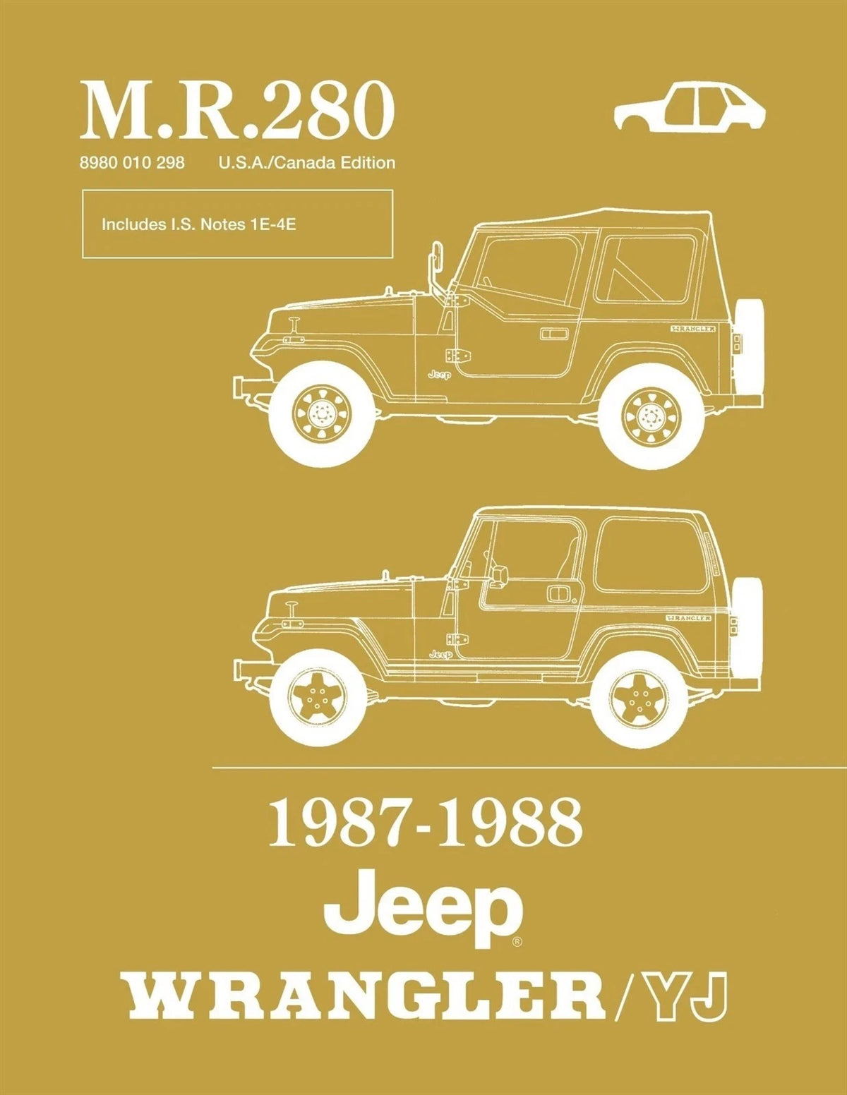 Body Shop Manual for Jeep Wrangler YJ (1987–1988)