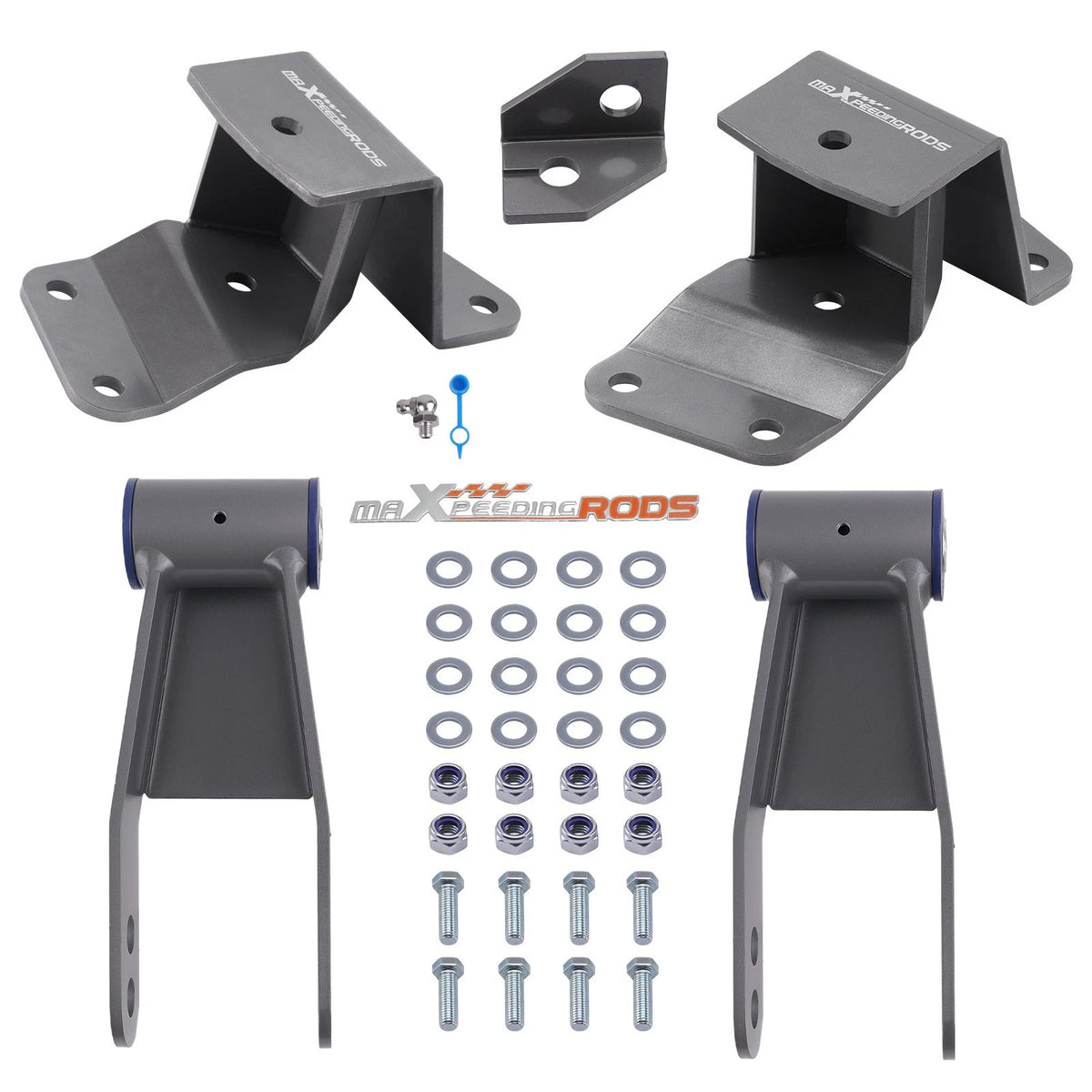 4 Inch Rear Drop Kit Hangers + Shackles for Chevrolet GMC C1500 2WD (1988–1998)