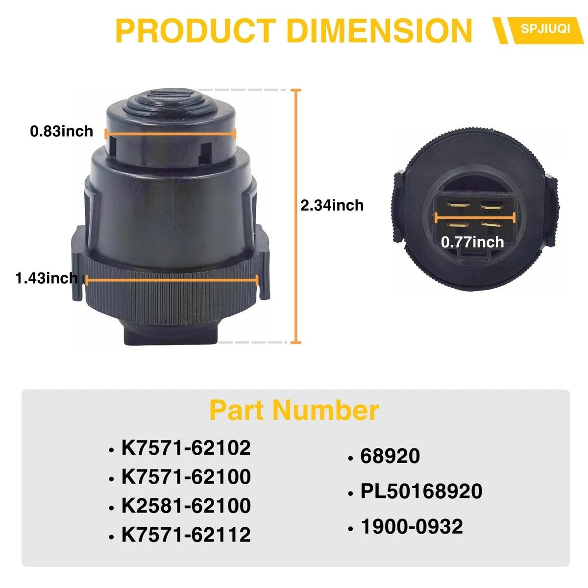 Ignition Key Switch K7571-62100 for Kubota B BX (Serial, Garden/Lawn Tractor)