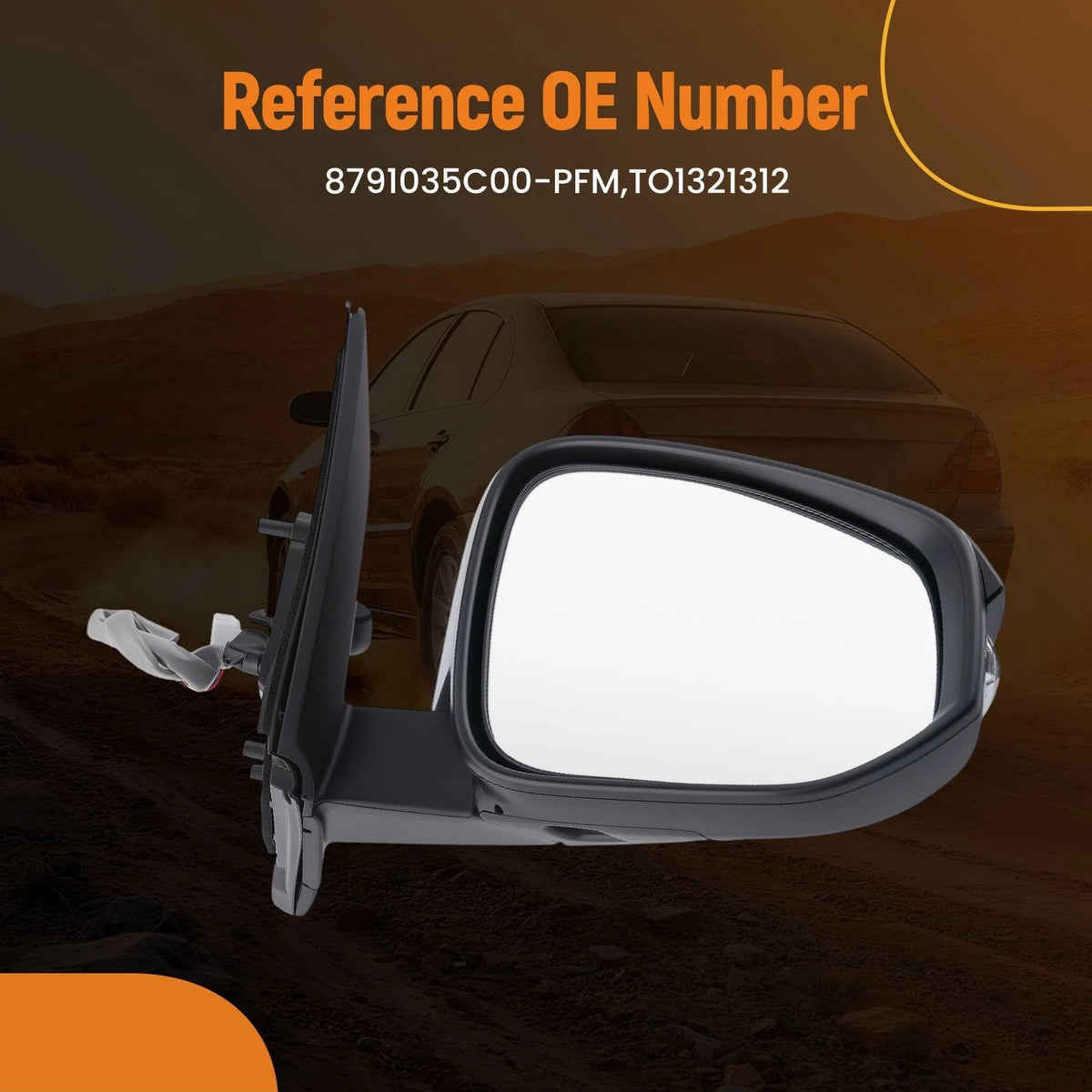 Right Mirror for Toyota 4Runner (2014–2023) Signal Puddle Light TO1321312