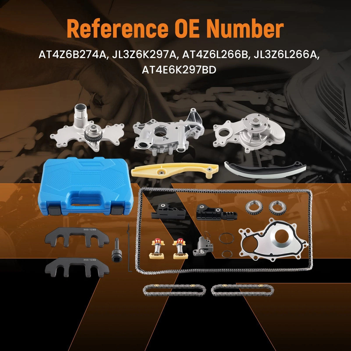 Timing Chain Kit with Water Pump & Oil Pump for Ford F-150 3.5L (2011–2016) AT4Z6B274A