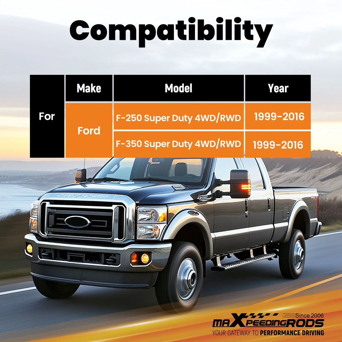 Rear Shocks Pair for Ford F-250/350 Super Duty (1999–2016)