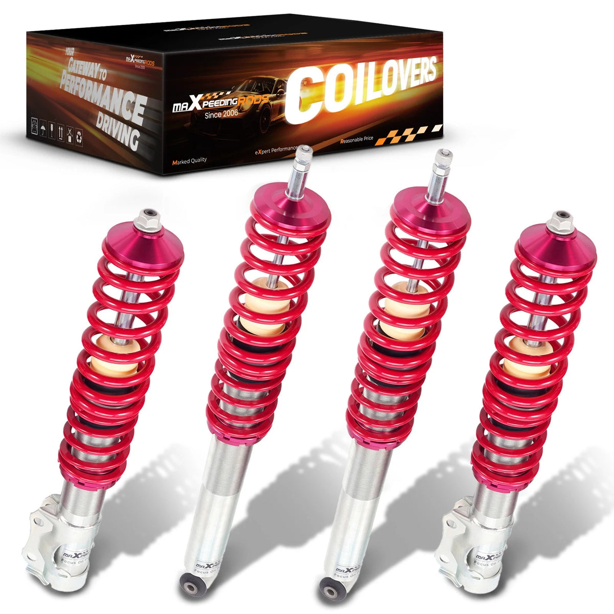 Coilover Kit for VW Golf MK2 / MK3, Jetta (1985–1999) - Red Struts