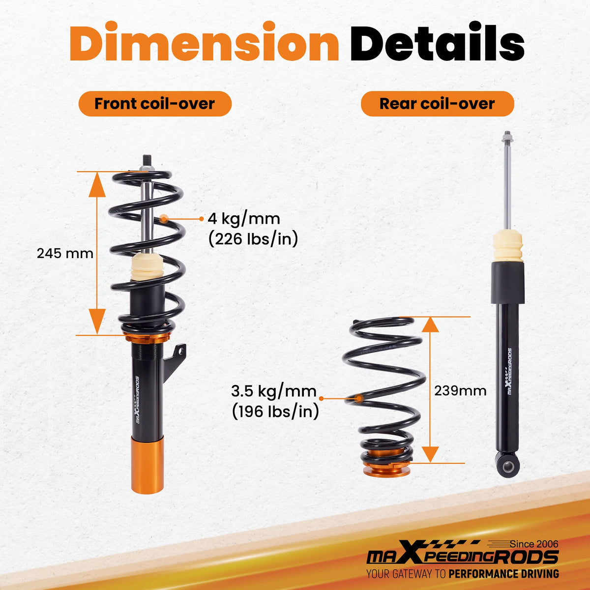 Coilover Shocks Springs Kit for Audi TT 8J / A3 8P FWD (2006–2014)