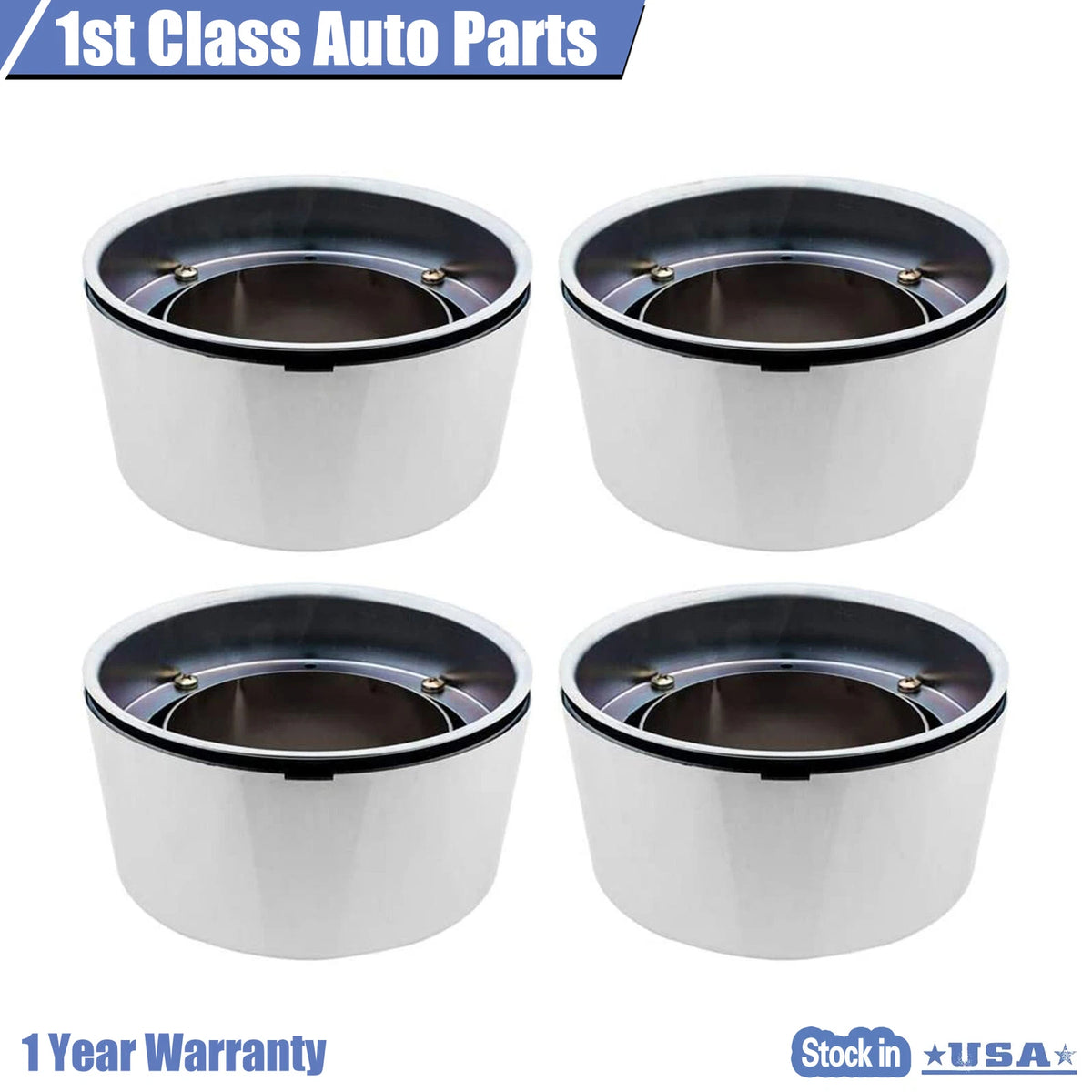 Set of 8 Lug Chrome Wheel Center Hub Caps for Ford E-250 (1995–2008)