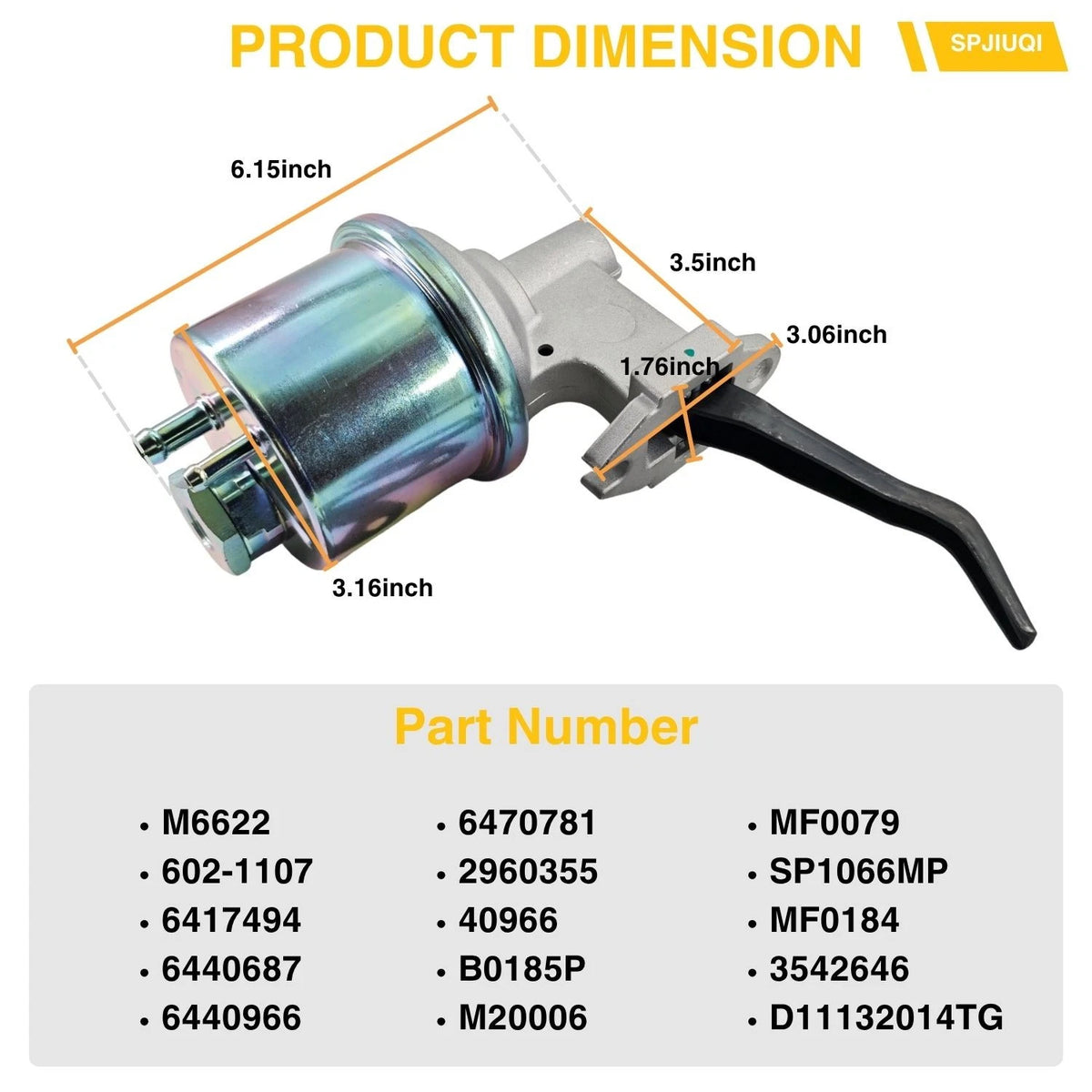 Mechanical Fuel Pump 40966 M6622 for Cadillac Calais (1969–1978)