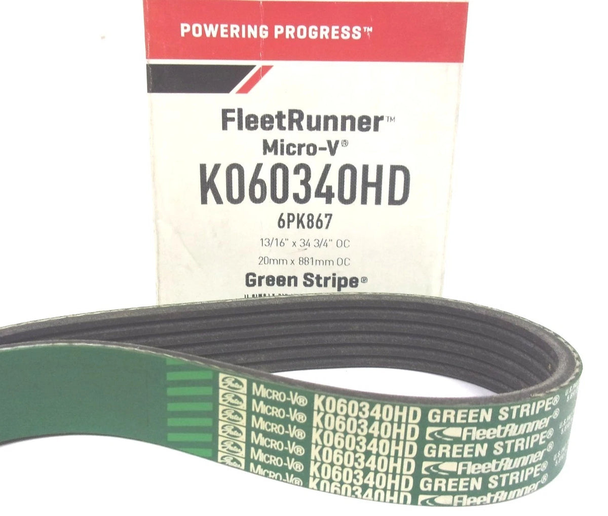 K060340HD Serpentine Heavy Duty Micro-V Belt for Gates (6PK867)