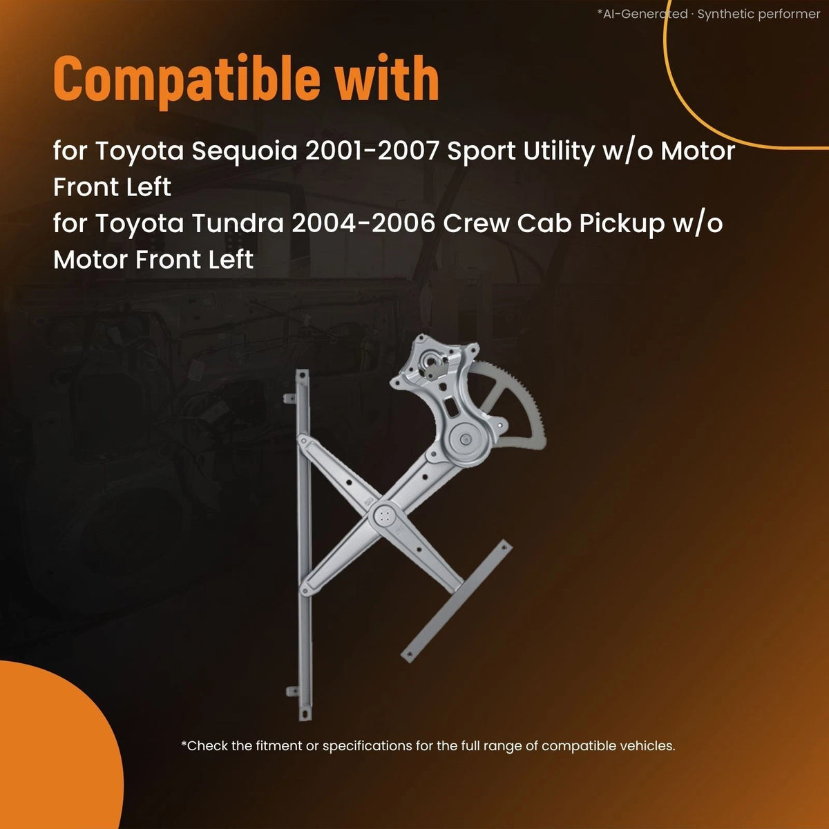 Front Left Power Window Regulator Assembly for Toyota Sequoia (2001–2007) 698020C020