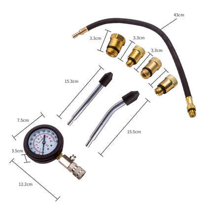 Engine Cylinder Compression Pressure Tester Gauge Kit M10x1.0 for Cars