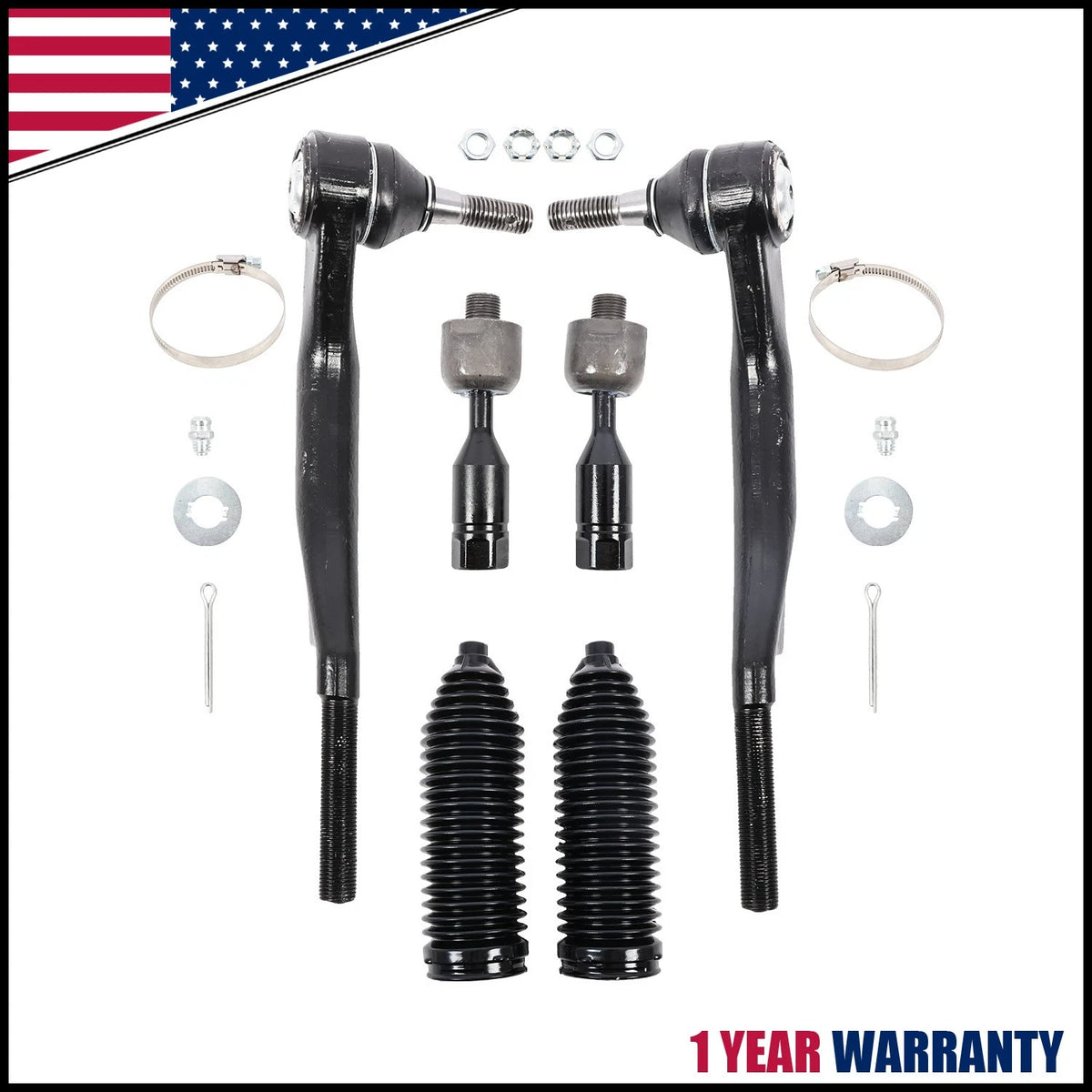 Set of 2 Front Inner Outer Tie Rods for Chevy Trailblazer GMC Envoy (2002–2009)
