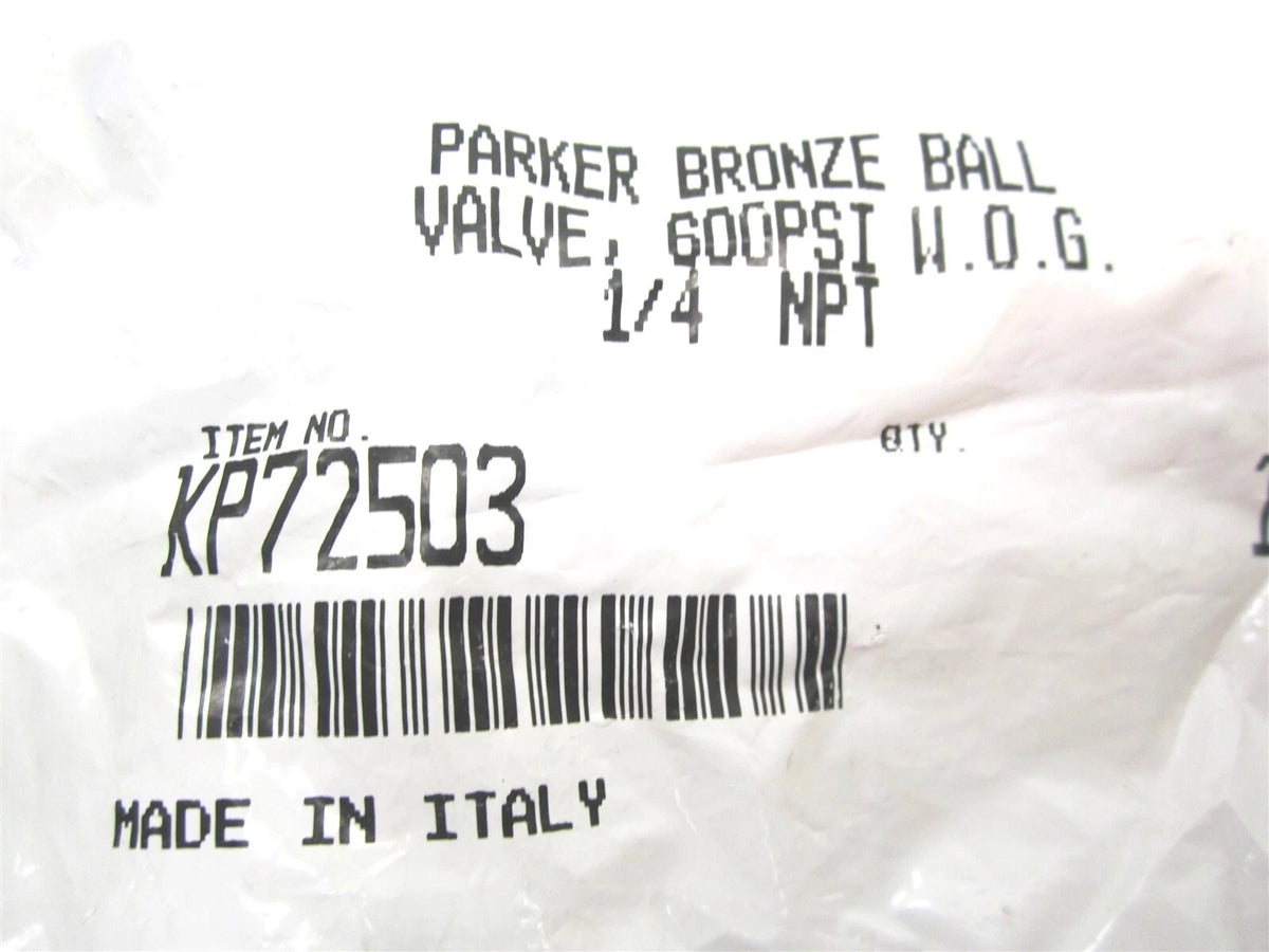 Parker KP72503 Full Port Manual Ball Valve 1/4" for Various Applications