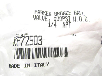 Parker KP72503 Full Port Manual Ball Valve 1/4" for Various Applications