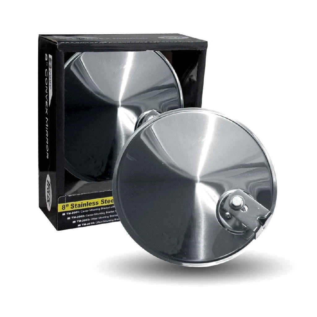 8 Inch Convex Stainless Steel Mirror with Offset Mounting Brackets for