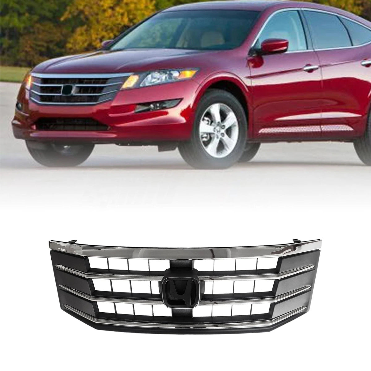 Chrome Front Bumper Upper Mesh Grill for Honda Crosstour (2010–2012)