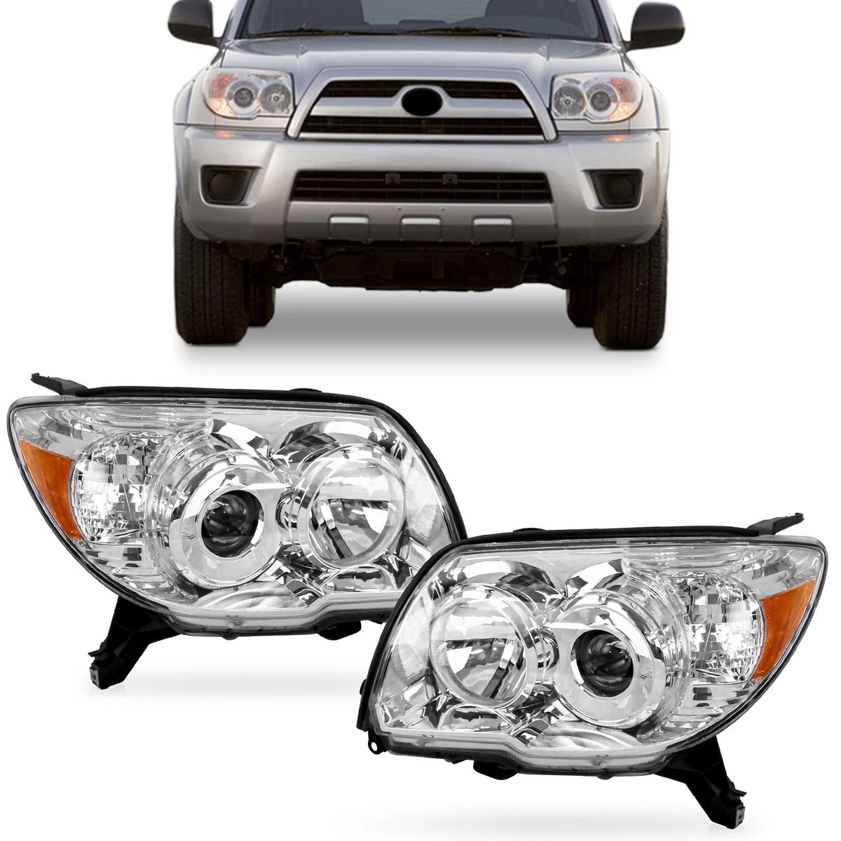 Pair Headlights for Toyota 4Runner (2006–2009) - Left & Right, Without Bulbs
