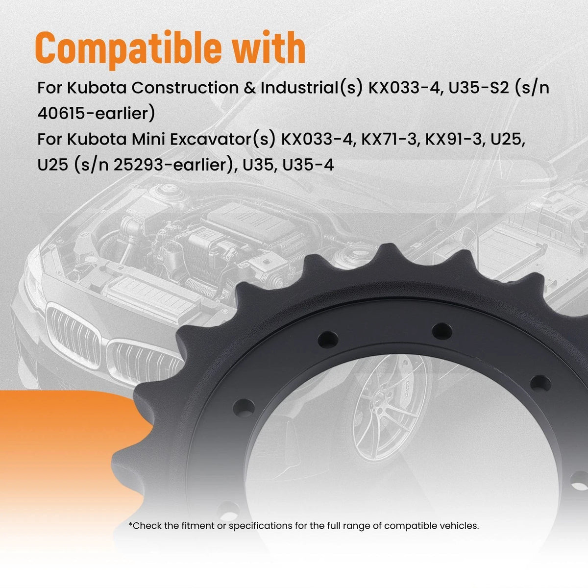 Drive Sprocket for Kubota KX033-4 U35-S2 (RC788-14430, RC417-14430) Steel