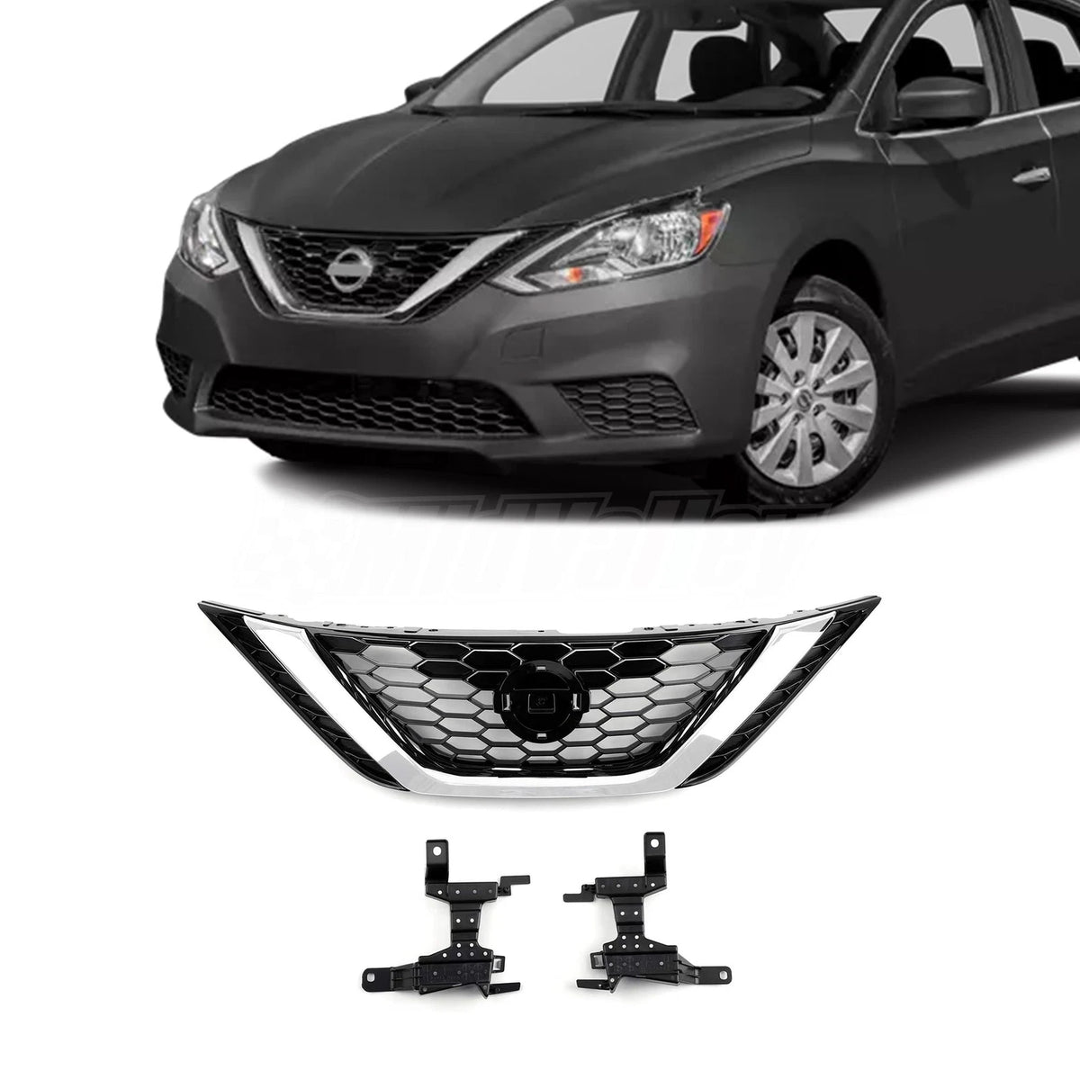 Chrome Front Bumper Upper Grille for Nissan Sentra (2016–2018) 62310-3YU0A