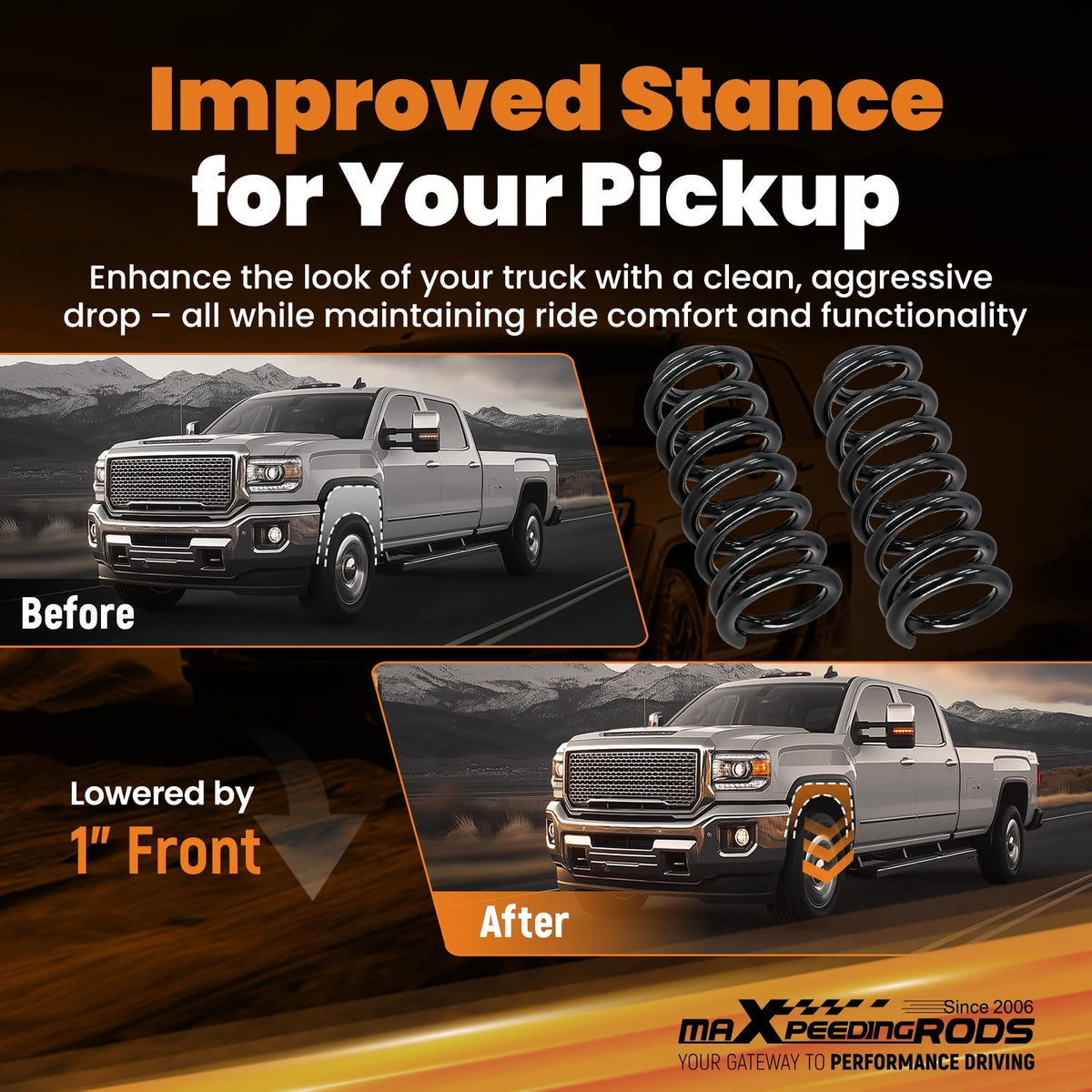 1" Front Drop Coil Springs Kit for Chevy C10 Silverado GMC C15 Sierra (1963–1987)