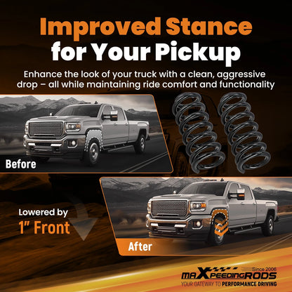 1" Front Drop Coil Springs Kit for Chevy C10 Silverado GMC C15 Sierra (1963–1987)