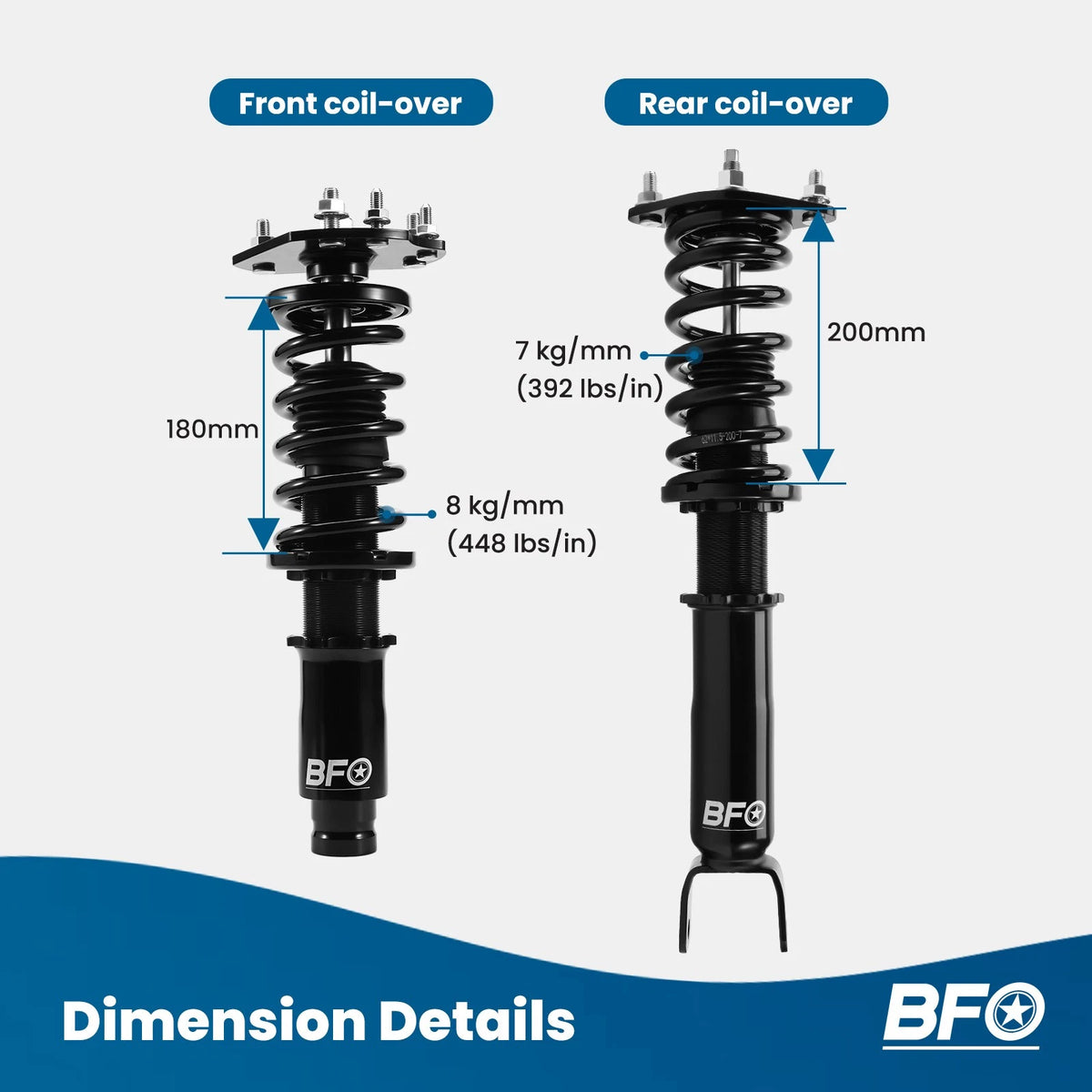Adjustable Coilover Struts for Honda Prelude (1992–2001)