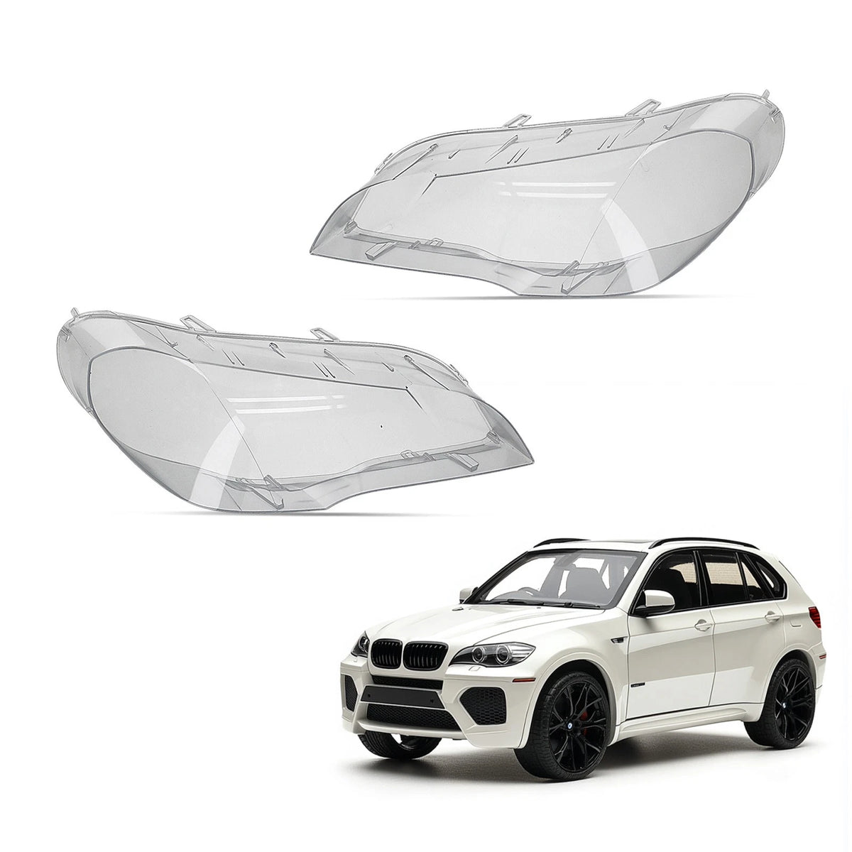 Headlamp Cover Lens Pair for BMW X5 (2007–2013) 63117288996 Clear