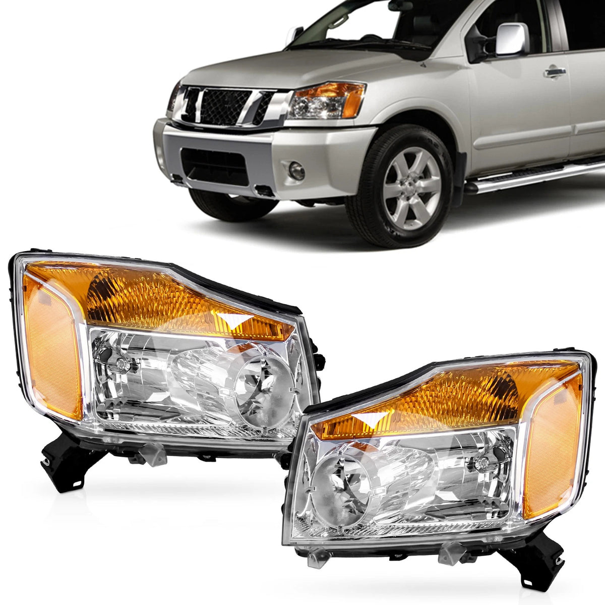 Headlight Assembly Lamps Set of 2 for Titan Armada (2004–2015)
