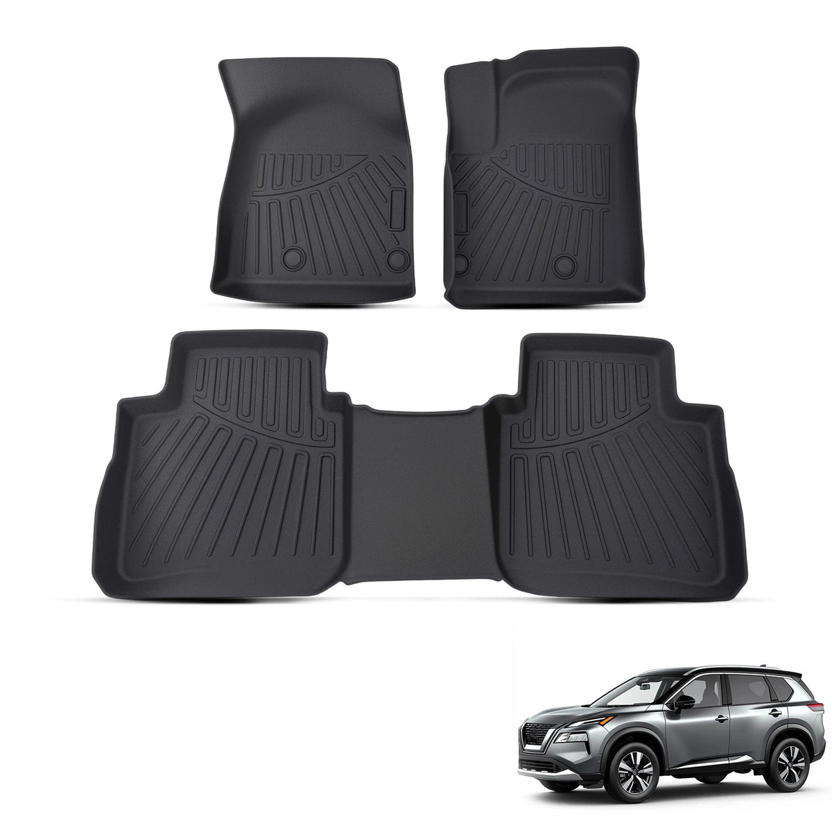 All Weather Floor Mats for Nissan Rogue (2021–2025) TPE Anti-Slip Liners