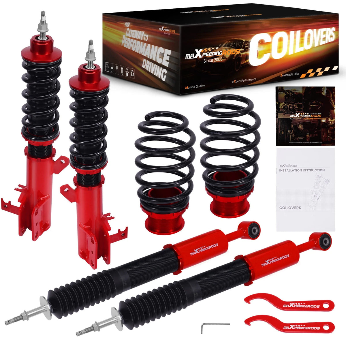24 Way Adjustable Coilovers Suspension Shock Kit for Honda Fit (2009–2013)