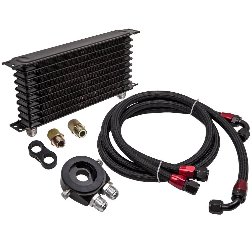 AN10 Thermostat Adapter Kit for Engine Oil Cooler with 2 Oil Lines