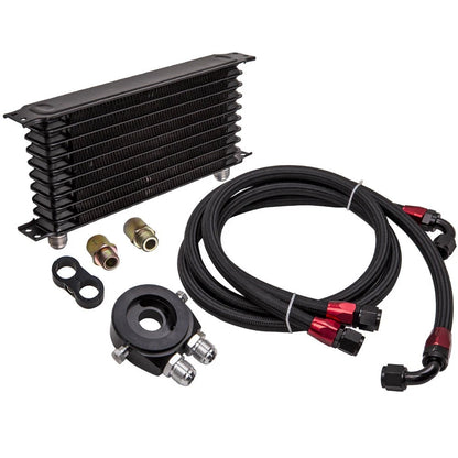 AN10 Thermostat Adapter Kit for Engine Oil Cooler with 2 Oil Lines