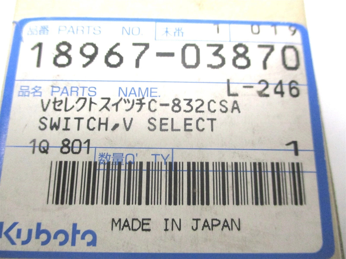 Genuine Kubota V Select Switch 30A 125V 30A 250V AC (18967-03870)