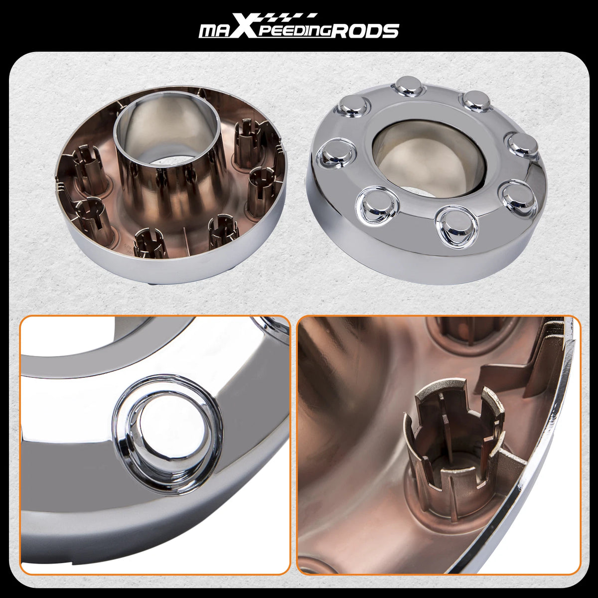 4X Open Chrome Wheel Center Hub Cap for Ford F-350 Dually (2005–2018)