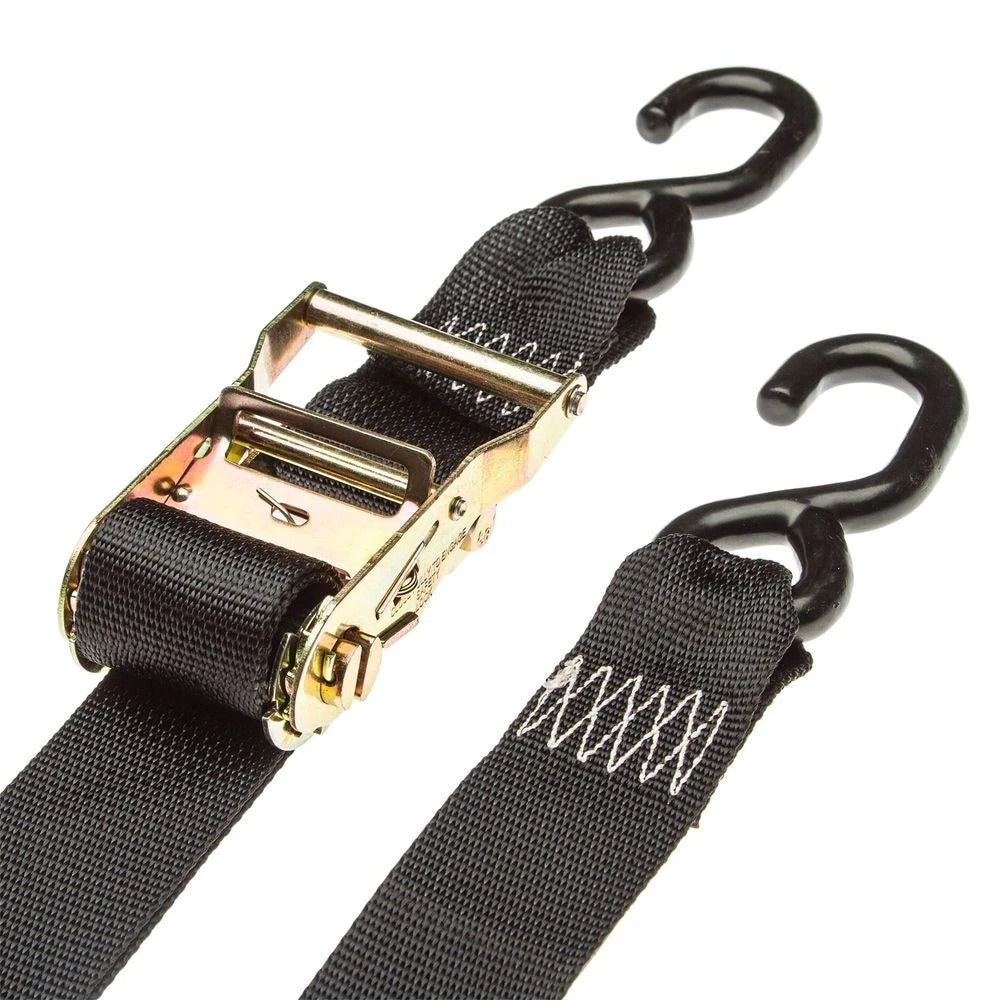 2-Pack Ratchet Strap Tie Downs 2" x 18' with S-Hooks 1000lb Working Load