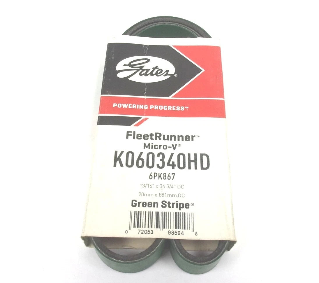 K060340HD Serpentine Heavy Duty Micro-V Belt for Gates (6PK867)