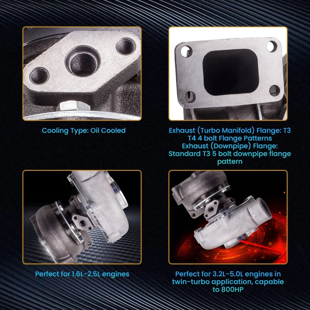 T04E T3/T4 Turbocharger Compressor for 400+HP (Oil Cooled)
