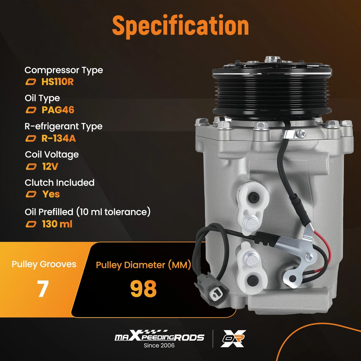 A/C Compressor with Clutch for Honda CR-V 2.4L (2002–2006) CO 10663AC