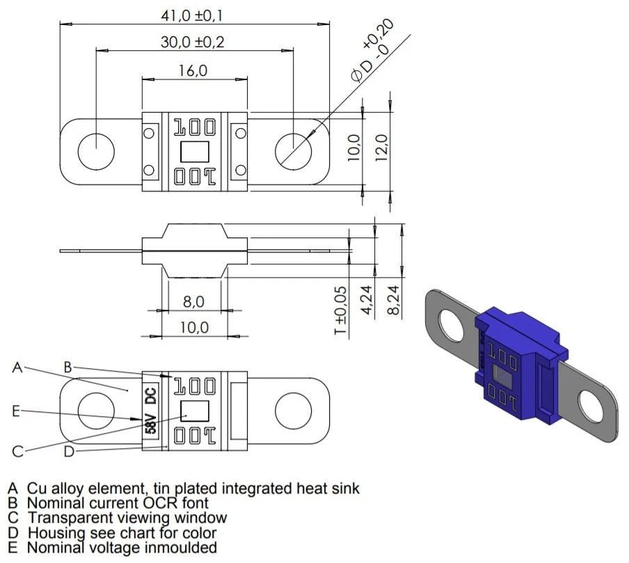 Flosser 7048040 Bolt On 40 Amp Fuse for MIDI MID AMI Fuses