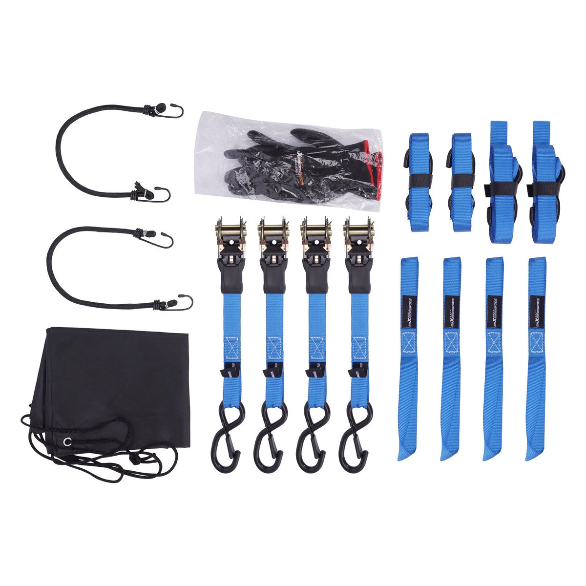 Set of 4 Heavy Duty Ratchet Straps 1" 2200 lb S-Hook for Transport/Truck