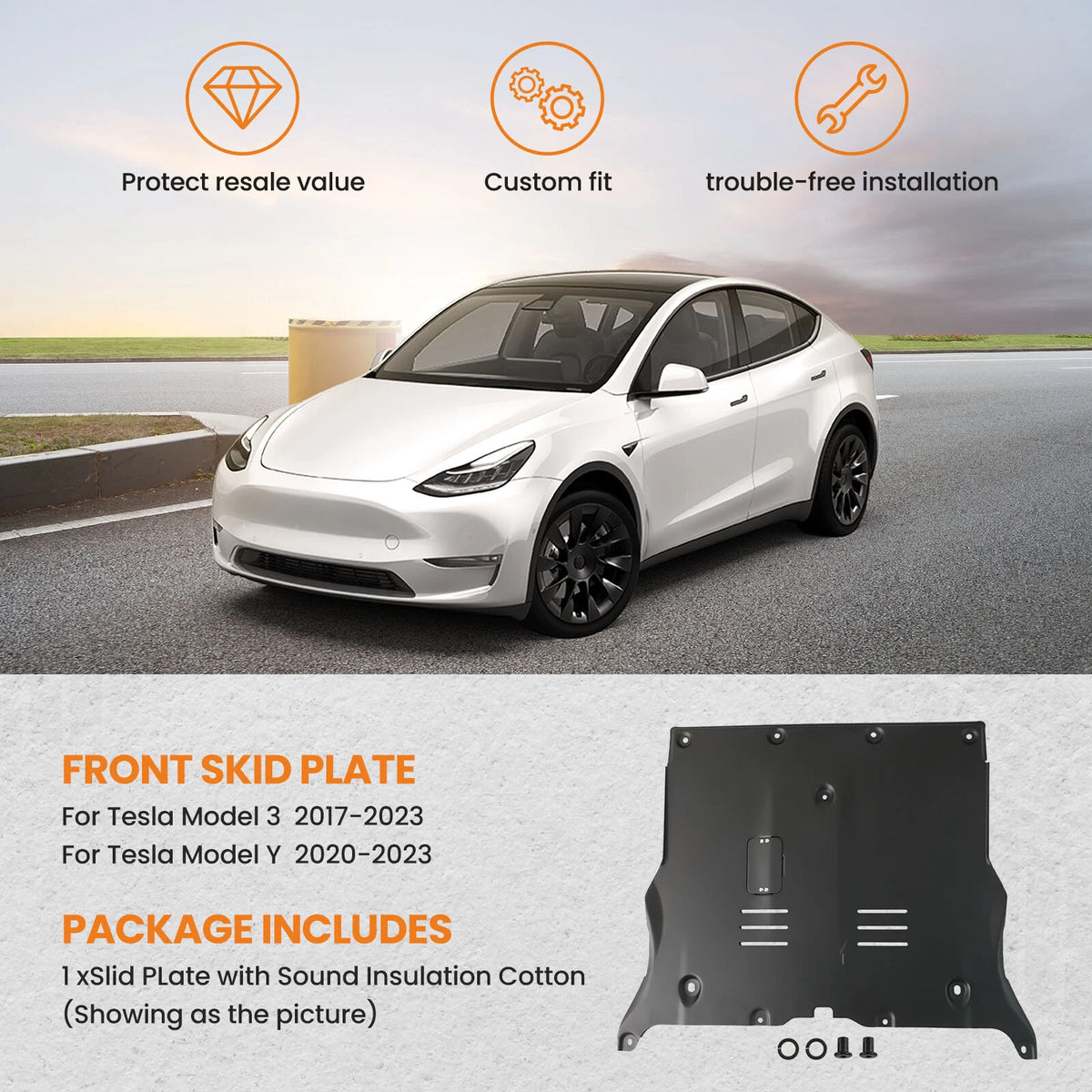 Front Skid Plate Under Engine Guard for Tesla Model 3 (2017–2026)